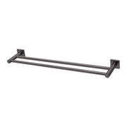 Phoenix Radii Double Towel Rail 600mm Square Plate, Brushed Carbon