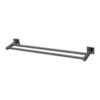 Phoenix Radii Double Towel Rail 600mm Square Plate, Brushed Carbon