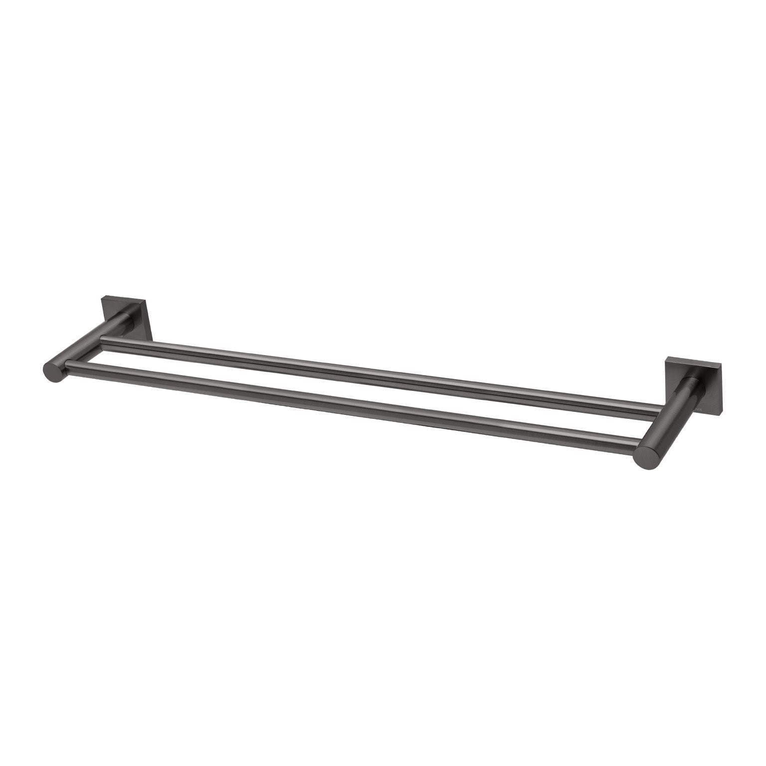 Phoenix Radii Double Towel Rail 600mm Square Plate, Brushed Nickel