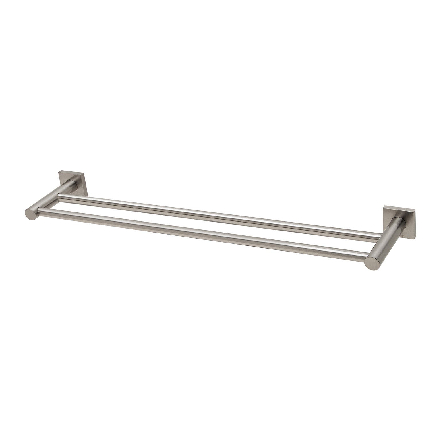 Phoenix Radii Double Towel Rail 600mm Square Plate, Brushed Nickel
