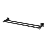 Phoenix Radii Double Towel Rail 600mm Square Plate, Matte Black