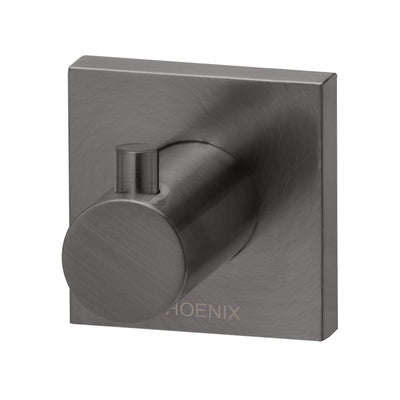 Phoenix Radii Robe Hook Square Plate, Brushed Carbon