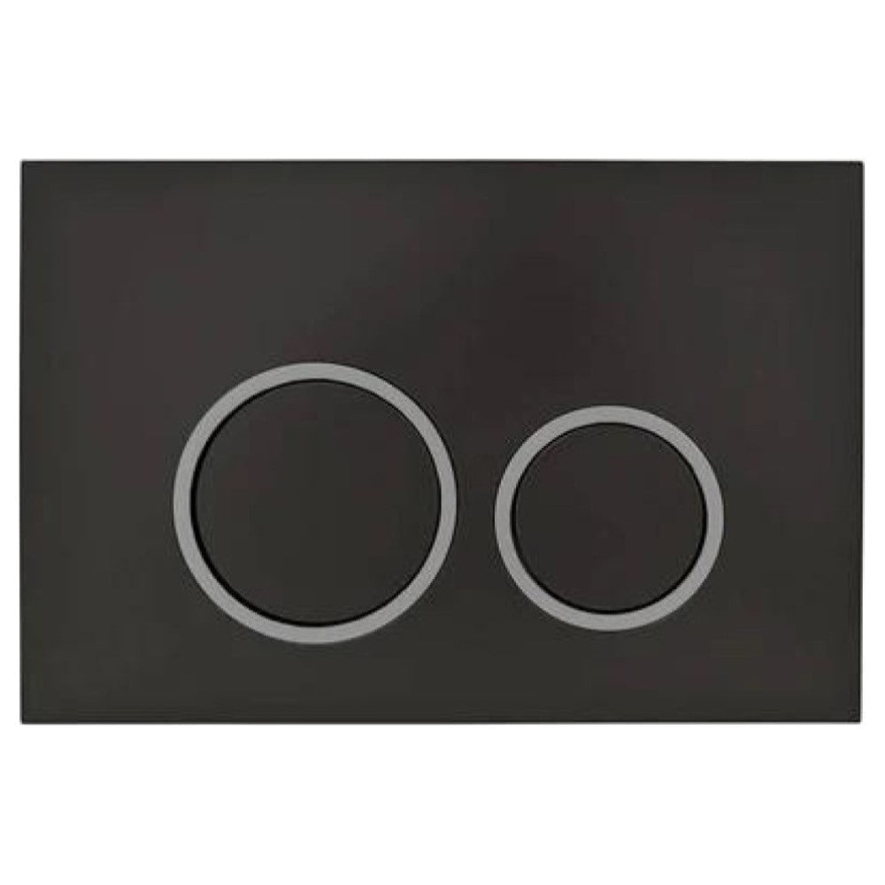 R & T Round Toilet Flush Plate, Black with Chrome Trim