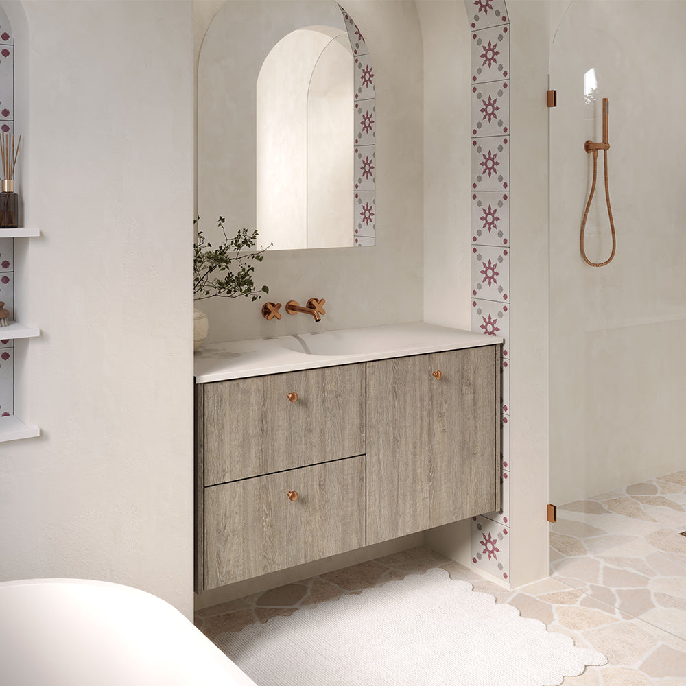 Fienza Satori 1200 Moulded Concrete Basin Top Only 1205 x 465 x 124mm, Warm Grey