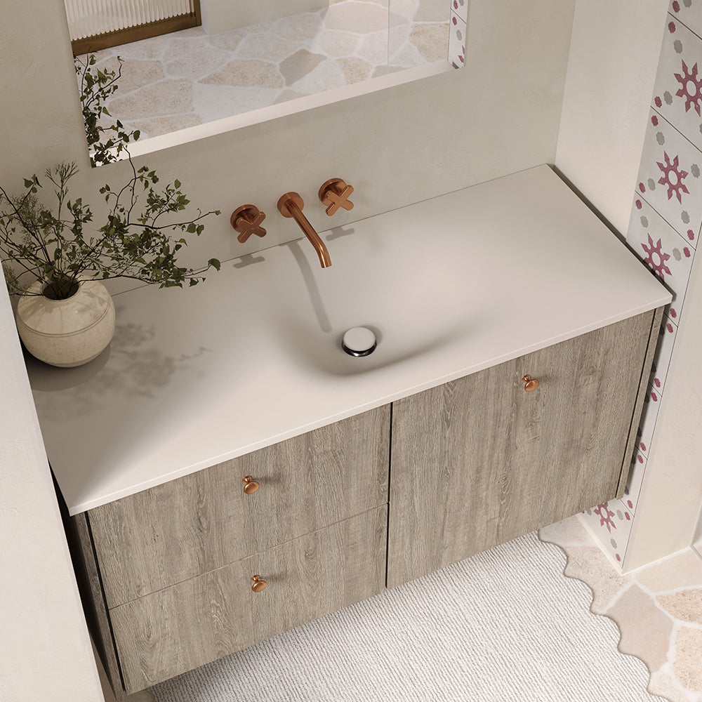 Fienza Satori 1200 Moulded Concrete Basin Top Only 1205 x 465 x 124mm, Warm Grey