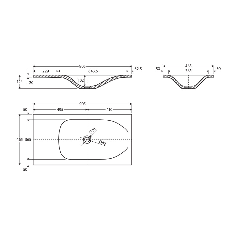 Fienza Satori 900 Moulded Concrete Basin Top Only 905 x 465 x 124mm, Warm Grey