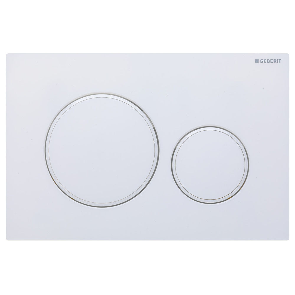 Fienza Sigma 20 Round Button Flush Plate Matte with Matte Trim, Gloss White