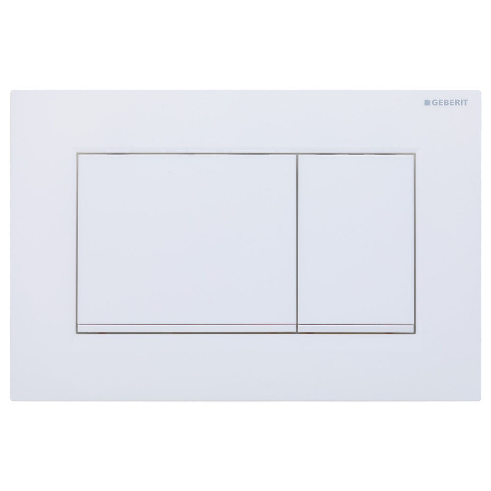 Fienza Sigma 30 Rectangular Button Flush Plate Matte with Matte Trim, Gloss White