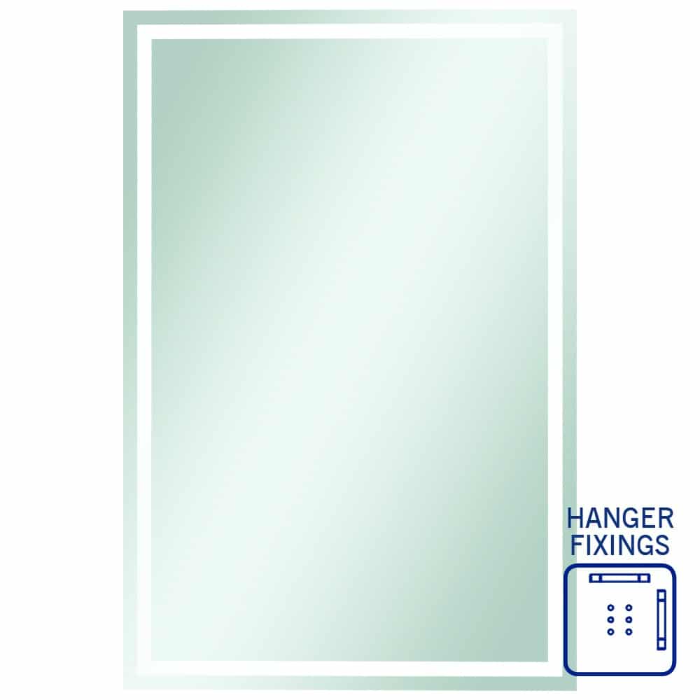 Thermogroup Sierra Rectangle Polished Edge Mirror with Sandblasted Border - 1500x900mm with Hangers