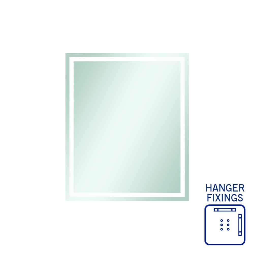 Thermogroup Sierra Rectangle Polished Edge Mirror with Sandblasted Border - 900x750mm with Hangers