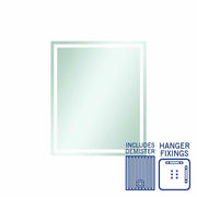 Thermogroup Sierra Rectangle Polished Edge Mirror with Sandblasted Border - 900x750mm with Hangers and Demister