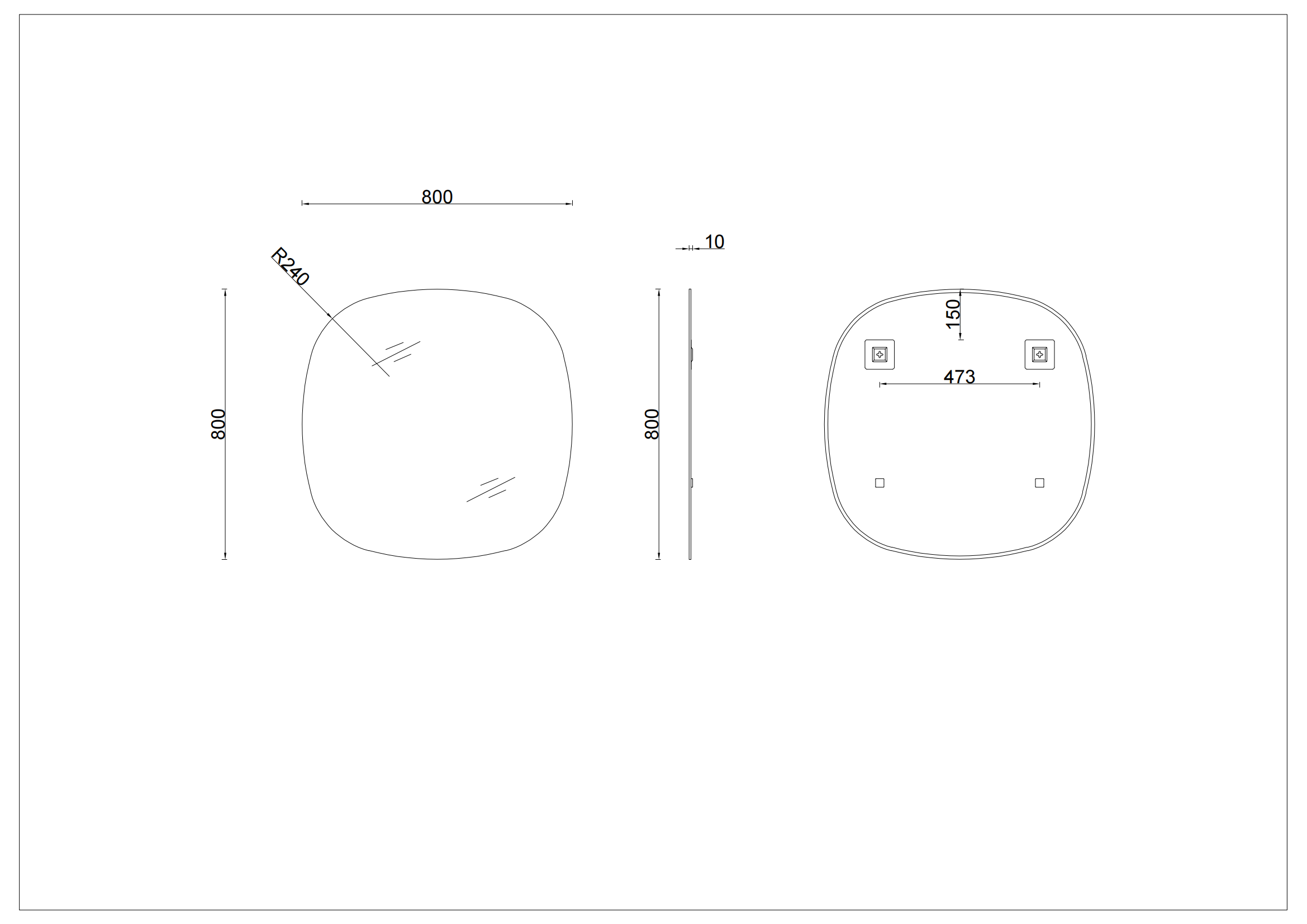 Milano Soft Square 800x800mm Frameless Polished Edge Mirror