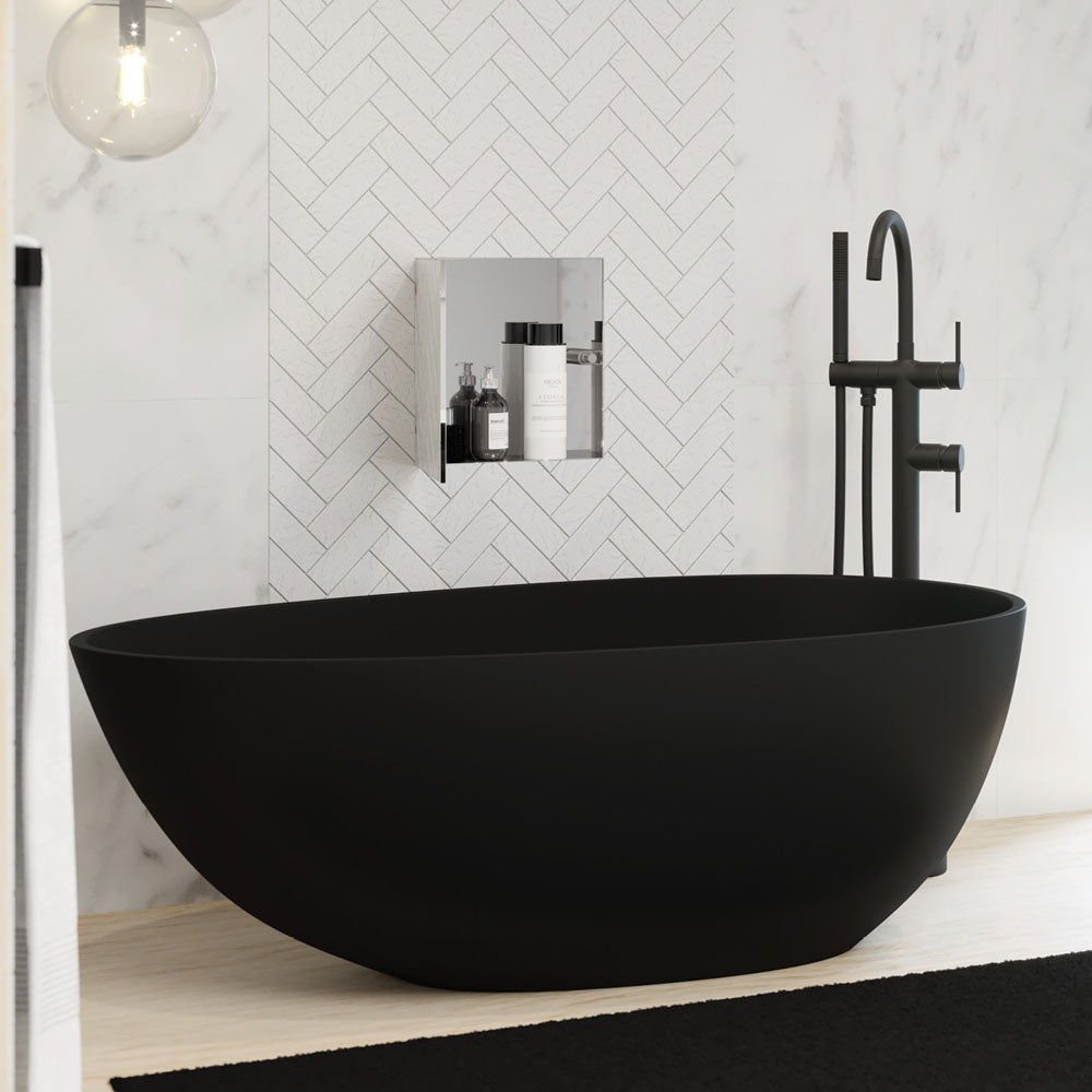 Fienza Bahama Solid Surface Bath, Matte Black, 1700mm
