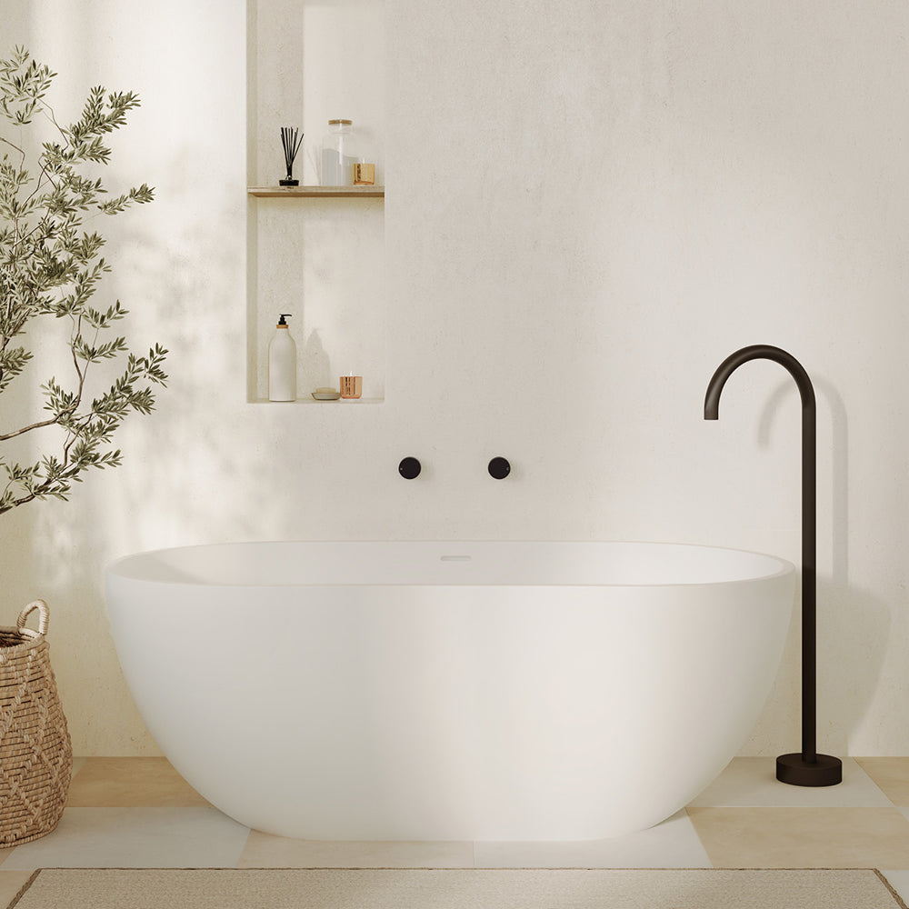 Fienza Nero 1400/1550/1780 Matte White Stone Freestanding Bath