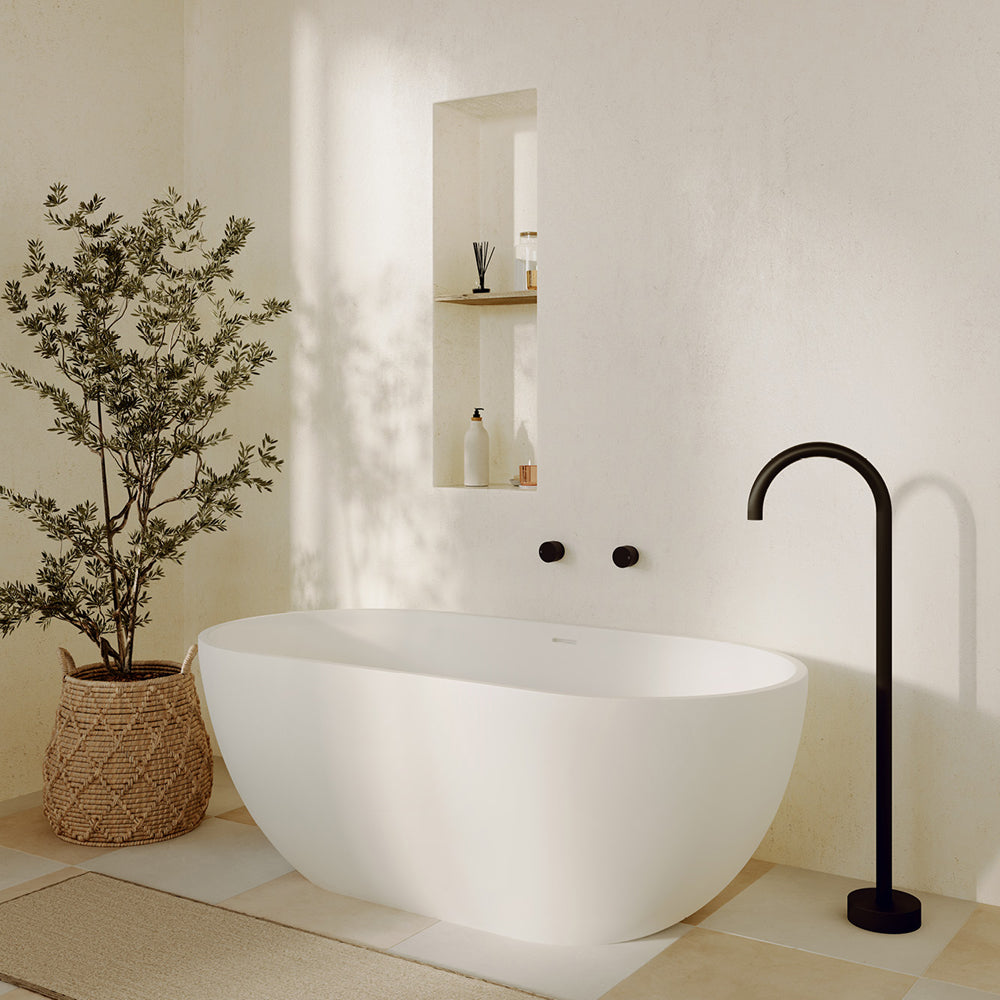 Fienza Nero 1400/1550/1780 Matte White Stone Freestanding Bath