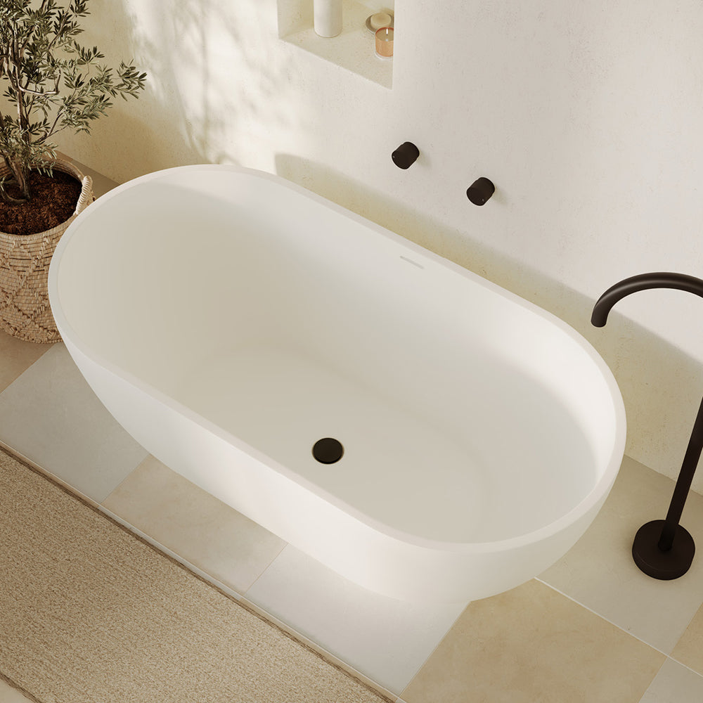 Fienza Nero 1400/1550/1780 Matte White Stone Freestanding Bath