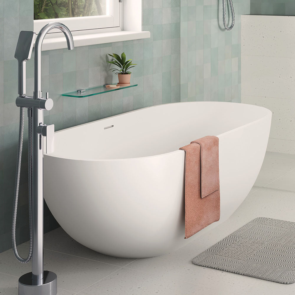 Fienza Nero 1400/1550/1780 Matte White Stone Freestanding Bath