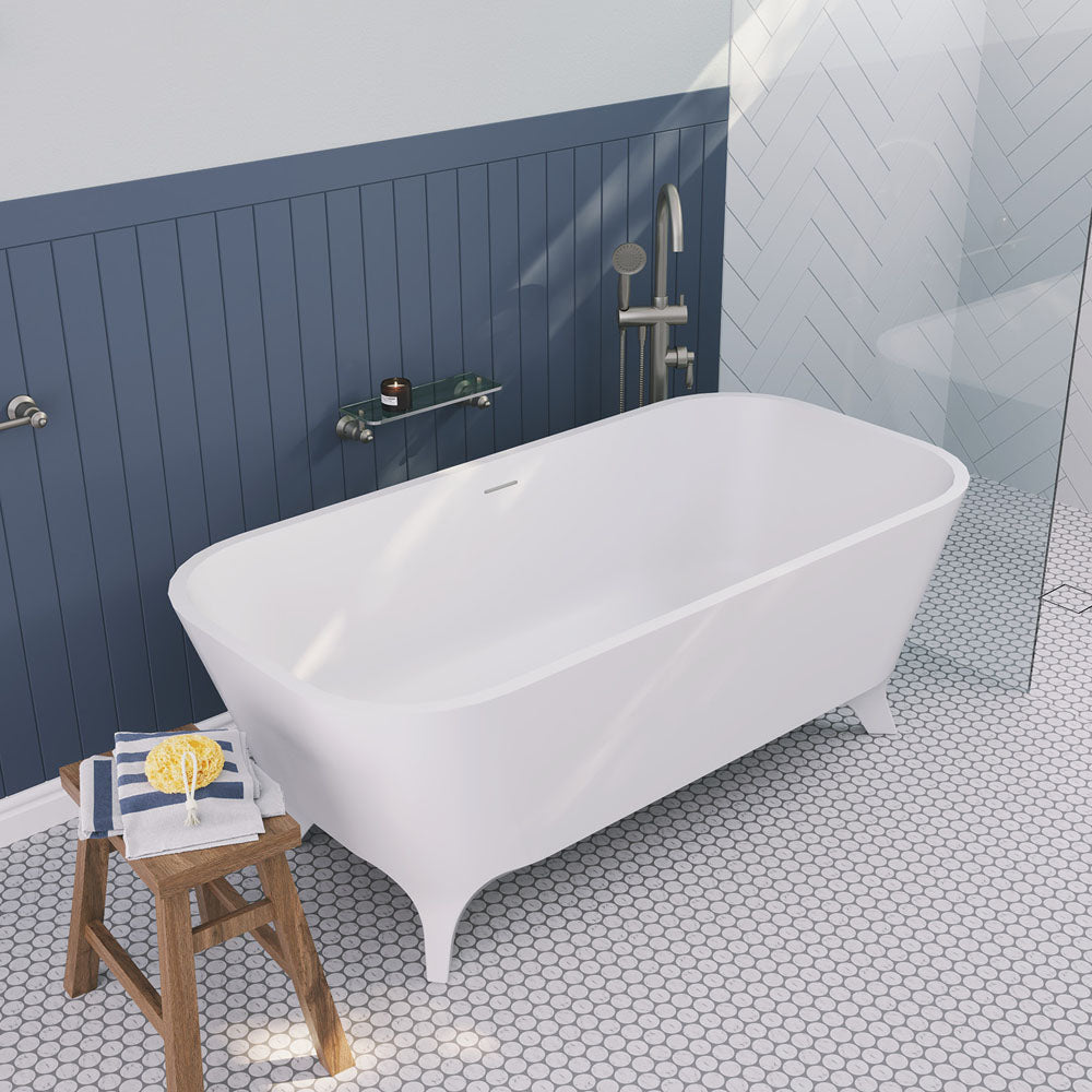 Fienza Hampton 1600 Matte White Stone Freestanding Bath