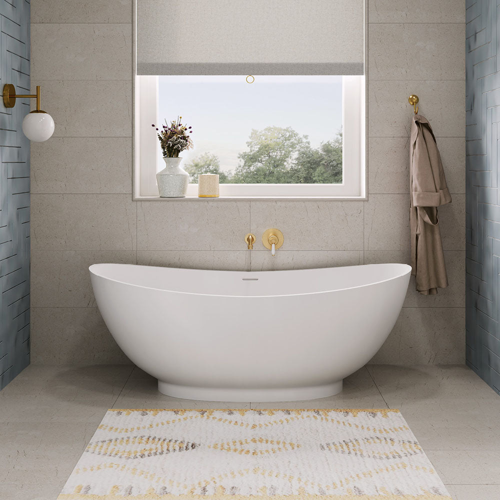 Fienza Antonia 1550 Matte White Stone Freestanding Bath