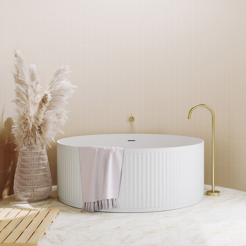 Fienza Minka Solid Surface Round Bath, 1500mm, Matte White