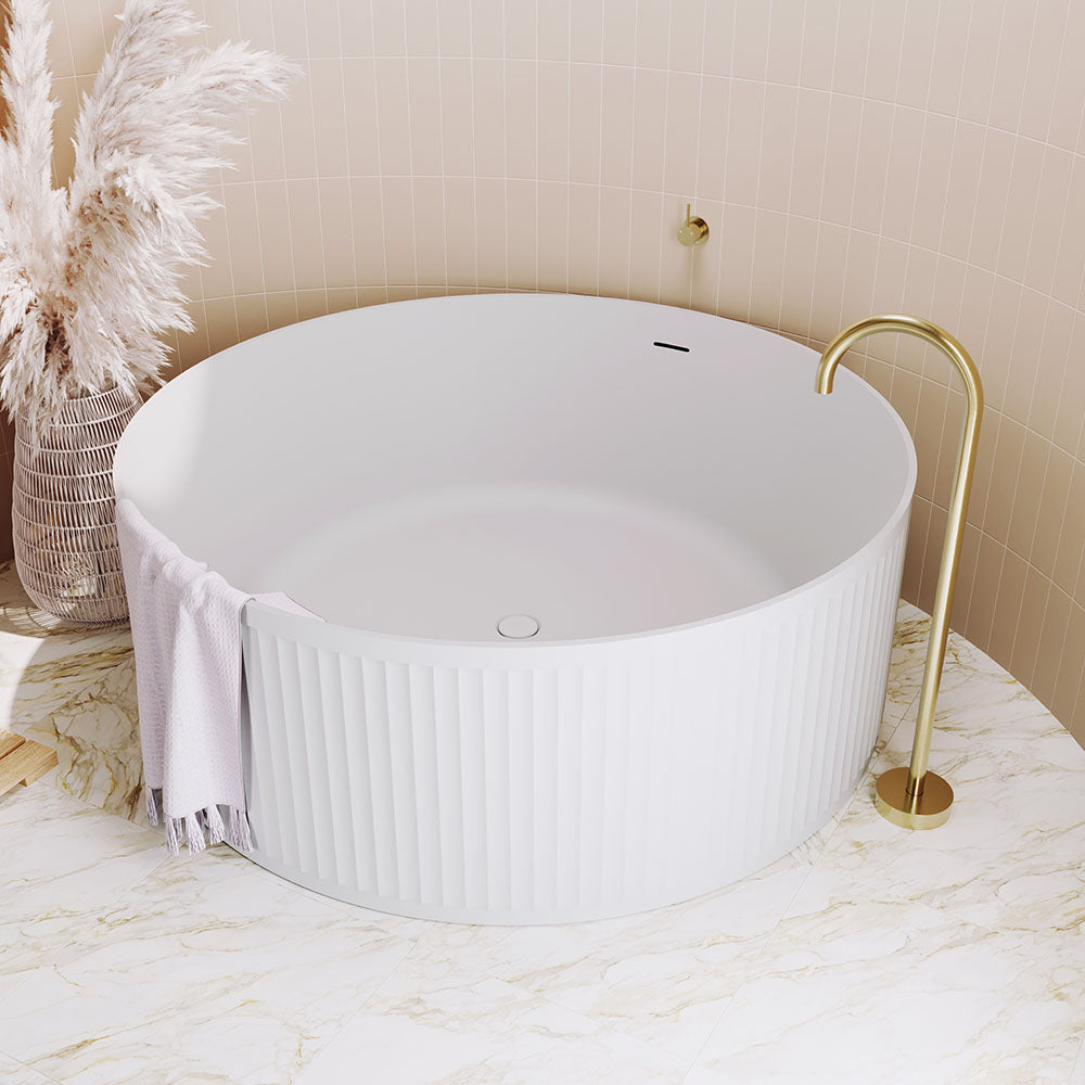 Fienza Minka Solid Surface Round Bath, 1500mm, Matte White