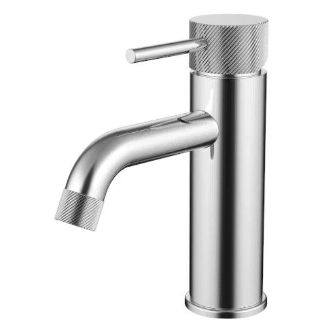 Millennium Cioso Curved Knurled Basin Mixer, Chrome
