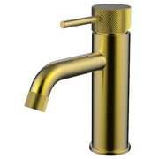 Millennium Cioso Curved Knurled Basin Mixer, Modern Brass