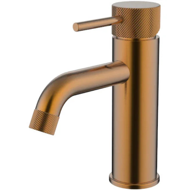 Millennium Cioso Curved Knurled Basin Mixer, Rosa