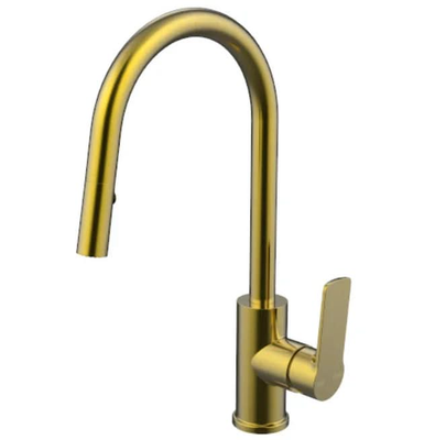 Millennium Cioso Pull Out Spray Sink Mixer with Akemi Handle, Modern Brass