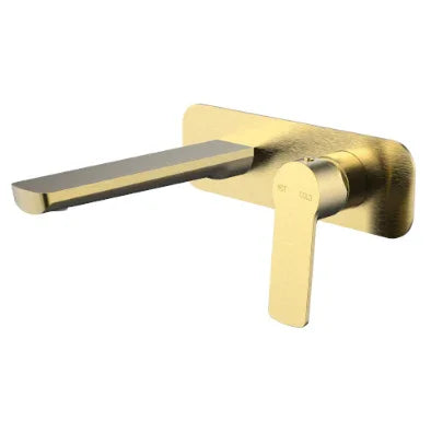 Millennium Akemi Wall Basin/Bath Mixer, Modern Brass