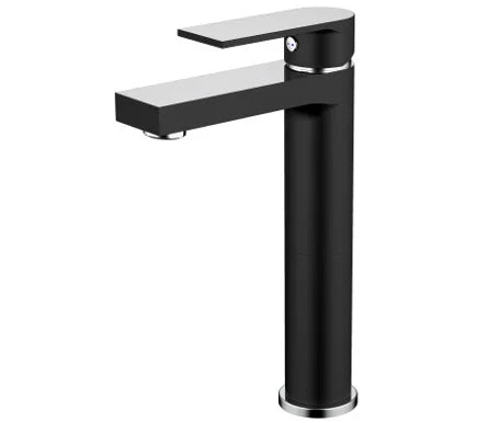 Millennium Kiato Extended Basin Mixer, Matte Black & Chrome