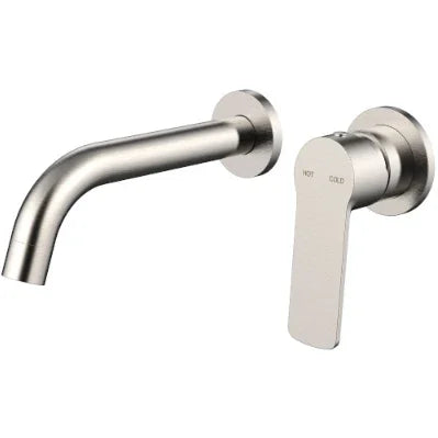 Millennium Cioso Wall Basin Mixer W/Akemi Handle, Brushed Nickel