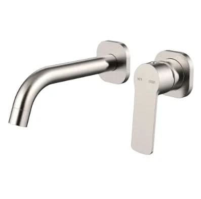 Millennium Cioso SQ Wall Basin Mixer with Akemi Handle, Brushed Nickel