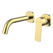 Millennium Cioso SQ Wall Basin Mixer W/Akemi Handle, Modern Brass