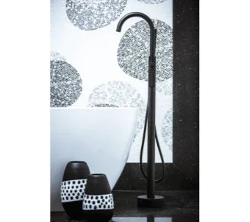 Millennium Akemi Bath Filler W/HandShower, Matte Black & Chrome