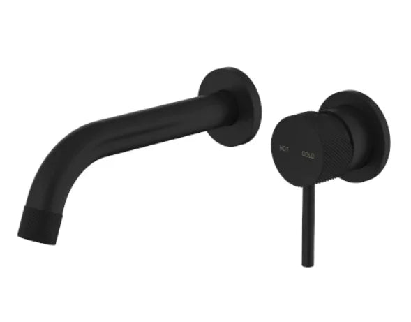 Millennium Cioso Knurled Wall Basin Mixer, Matte Black