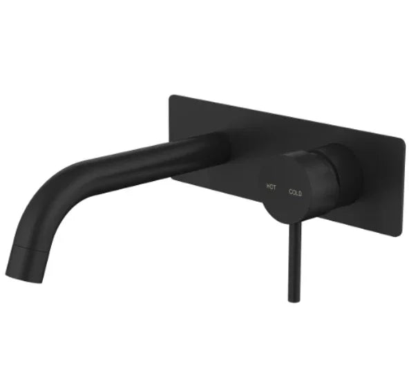 Millennium Cioso Wall Basin Mixer W/Plate, Matte Black