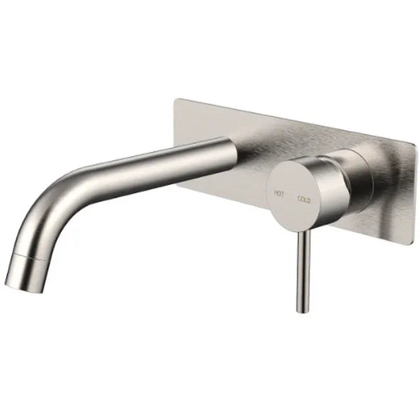 Millennium Cioso Wall Basin Mixer W/Plate, Brushed Nickel