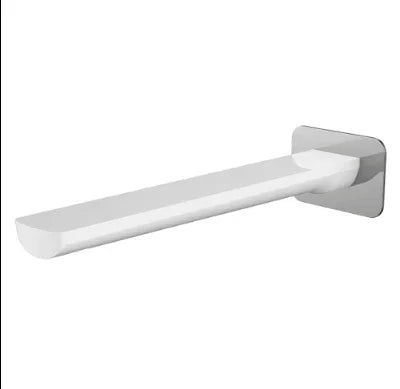 Millennium Akemi 235mm Bath Spout Square Plate, White & Chrome
