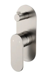 Fienza  Empire Slim Wall Diverter Mixer, Large Oval Plate, Vertical, Brushed Nickel