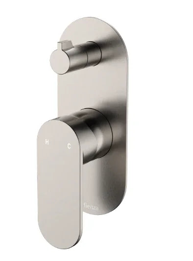 Fienza  Empire Slim Wall Diverter Mixer, Large Oval Plate, Vertical, Brushed Nickel