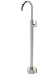 Fienza Empire Slim Floor Mounted Basin/Bath Mixer, Brushed Nickel