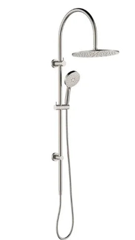 Fienza Empire Slim Curved Twin Shower, Brushed Nickel