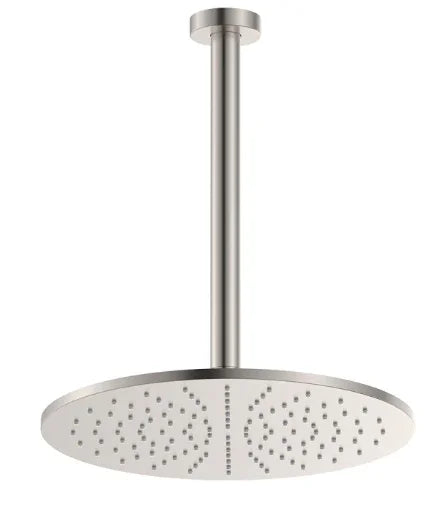 Fienza Empire Slim Ceiling Shower 300mm Head, 350mm Drop, Brushed Nickel