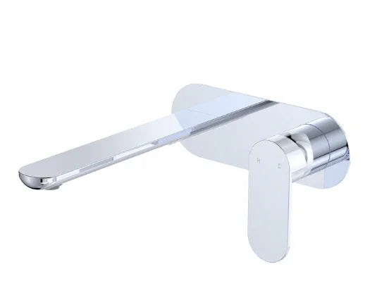 Fienza Empire Slim Basin/Bath Wall Mixer Set, Oval Plate, 200mm Outlet, Chrome