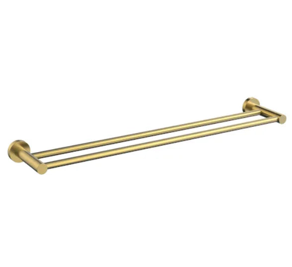 Millennium Cioso 600mm Double Towel Rail, Modern Brass