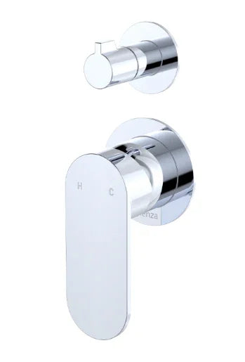 Fienza Empire Slim Wall Diverter Mixer, Small Round Plates, Vertical, Chrome