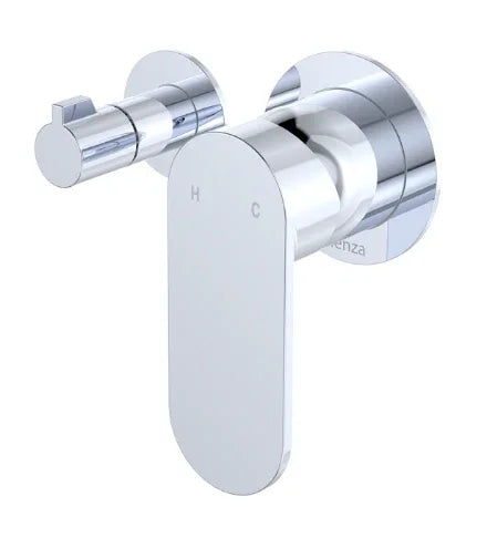 Fienza Empire Slim Wall Diverter Mixer, Small Round Plates, Horizontal, Chrome