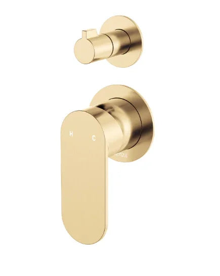 Fienza Empire Slim Wall Diverter Mixer, Large Oval Plate, Vertical, Urban Brass