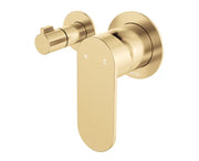 Fienza Empire Slim Wall Diverter Mixer, Small Round Plates, Horizontal, Urban Brass
